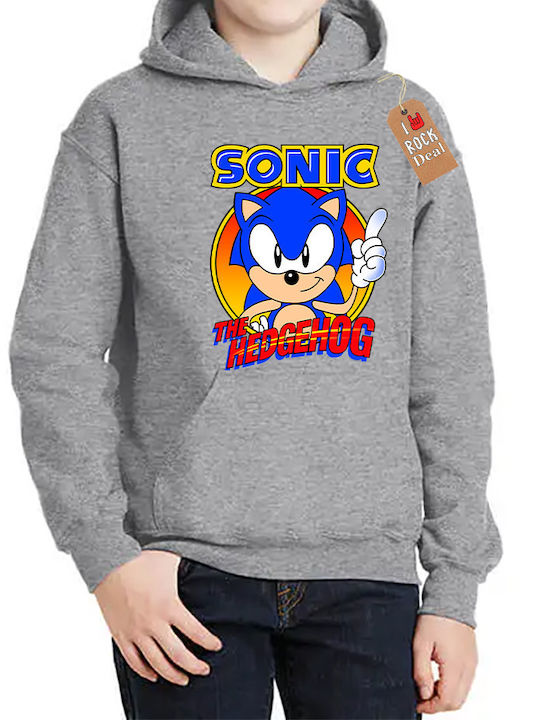 Rock Deal Παιδικό Φούτερ με Κουκούλα Γκρι Sonic