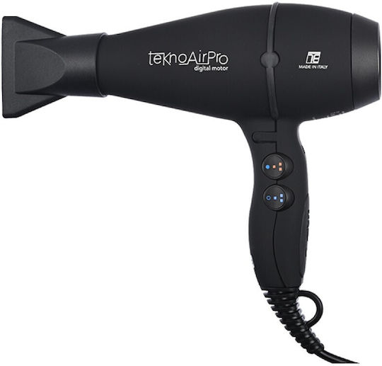 Tecno Dry Tekno Air Pro Digital Professionell Haartrockner mit Diffusor 2650W Black