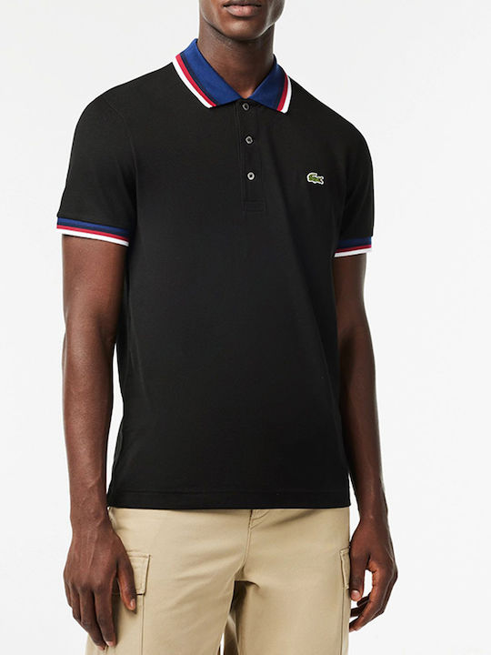 Lacoste Bluza Bărbătească cu Mânecă Scurtă Polo Neagră