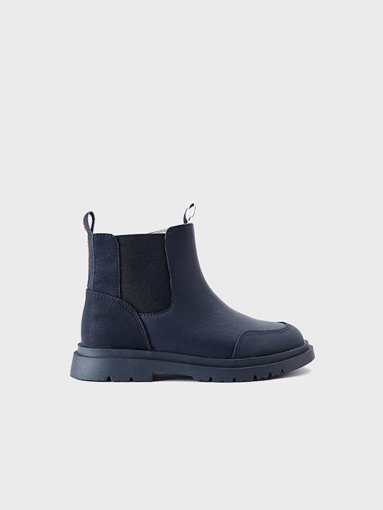 Mayoral Kids Leather Chelsea Boots Navy Blue