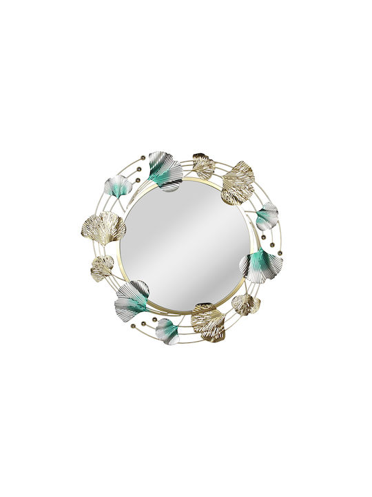 Keskor Wall Mirror with Gold Metallic Frame Diameter 70cm 1pcs