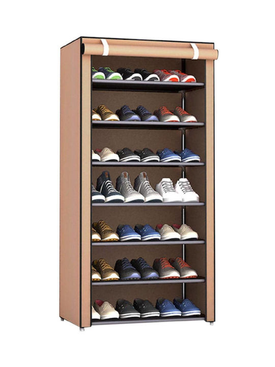 7 Fabric Shoe Organizer with 7 Shelves Brown 57x28x126cm