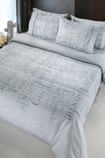 Guy Laroche Duvet Cover Set Flannel Queen with 2 Pillowcases 225x245 Flannel Brand Blue