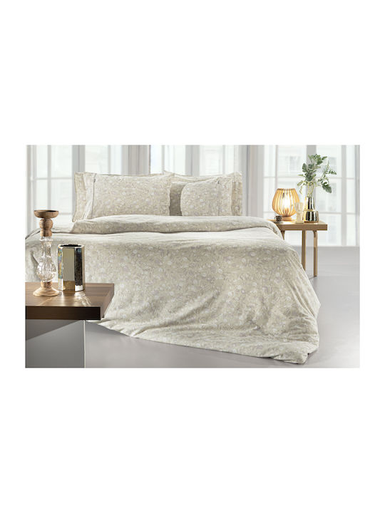 Guy Laroche Duvet Cover Set Cotton Queen with 2 Pillowcases 225x245 Flannel Eloide Natural