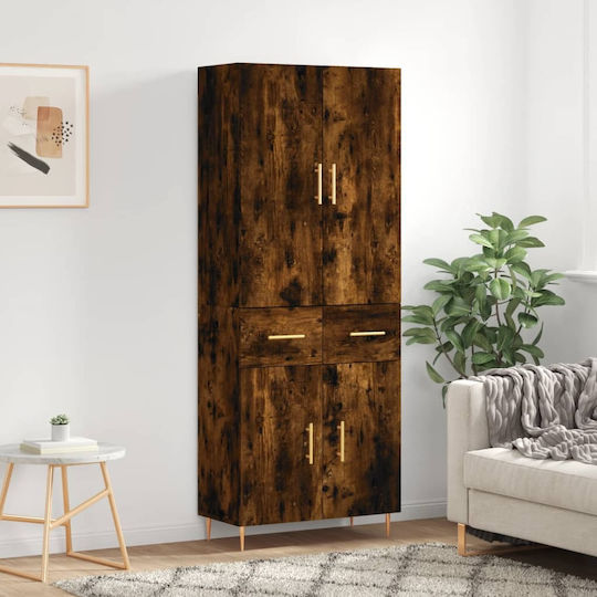 Office Storage Chipboard Closet Coffee L69.5xW34xH180cm