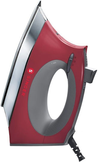 Singer Dampfbügeleisen 1700W mit Edelstahlsohle und kontinuierlicher Dampfabgabe 17g/min Red/Gray