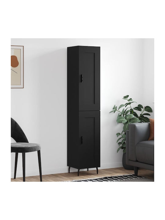 Office Storage Chipboard Cabinet Black L34.5xW34xH180cm