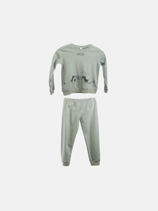 Dreams Set Top & Bottom Kids Cotton Pyjamas Khaki