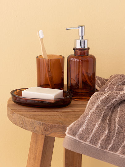 Palamaiki Glass Bathroom Accessory Set Brown 4pcs