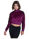 Γυναικείο Crop Top Βαμβακερό Ζιβάγκο Μακρυμάνικο Μωβ