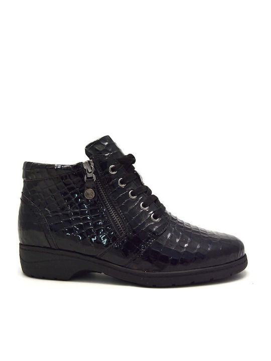 Caprice Leather Women's Ankle Boots Black