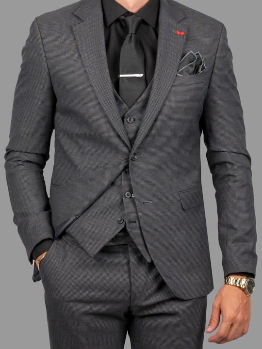 Dezign Men's Suit with Vest Gray