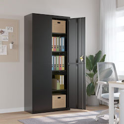 Office Storage Metal Closet with Lock Μαύρη L90xW40xH200cm