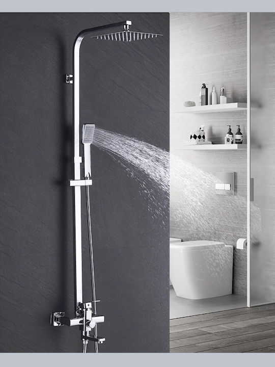 Naron Shower Column with Mixer Silver