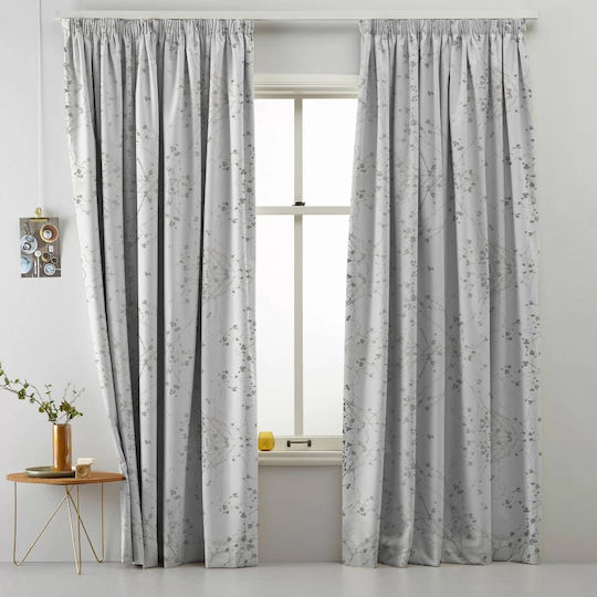 Saray Home Перде с Плик с Писалка Blossom Сиво 220x280см