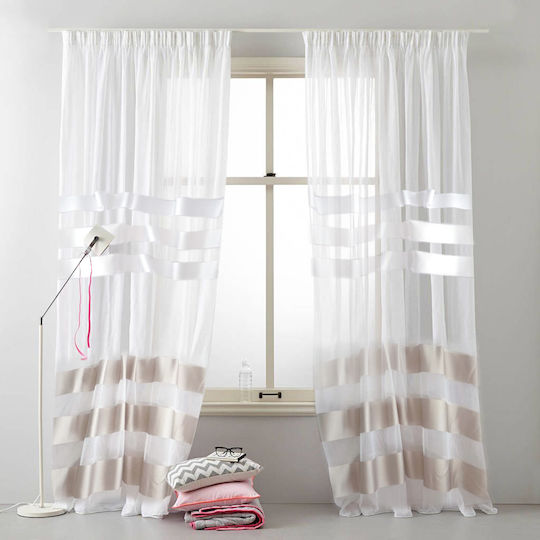 Saray Home Κουρτίνα με Τρέσα Λευκή 280x300εκ.