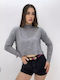 Women's Crop Top Long Sleeve Gray