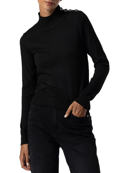 Tiffosi Damen Langarm Pullover Rollkragen Schwarz