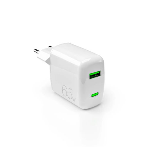 Puro Φορτιστής Χωρίς Καλώδιο GaN με Θύρα USB-A και Θύρα USB-C 65W Power Delivery Λευκός (Minipro)