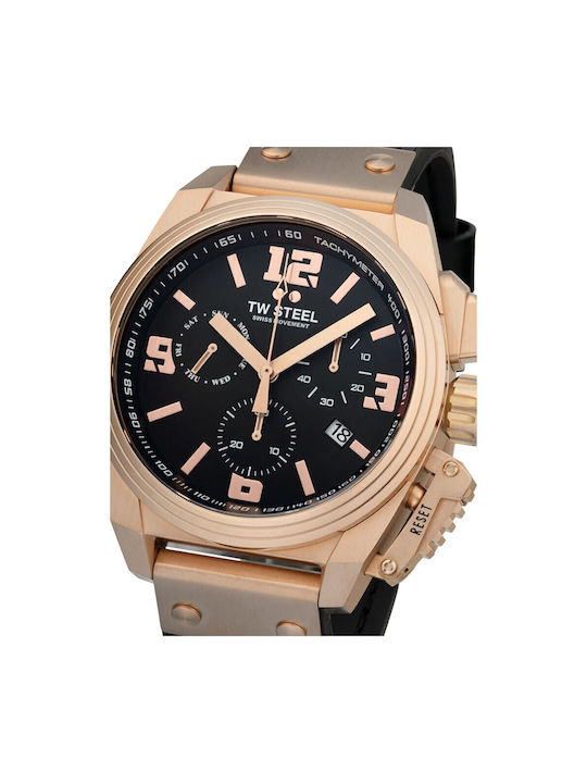 TW Steel Canteen Uhr Chronograph Batterie mit Gold Metallarmband