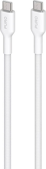Puro Braided USB 2.0 Cable USB-C male - USB-C 60W PD Λευκό 1.2m PUCUSBCUSBCFABK4WHI