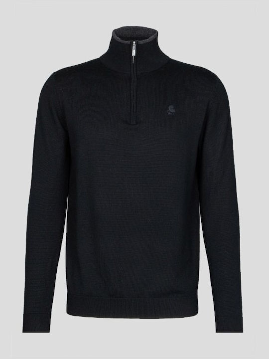 Karl Lagerfeld Men's Long Sleeve Sweater with Zipper Black