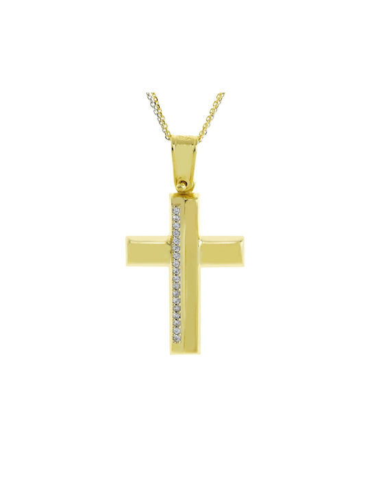 Ioannou24 Χρυσός Σταυρός Με Αλυσίδα 14K