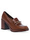 Parex Leather Tabac Brown Heels