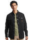 D3 Ovin Long Sleeve Cotton Overshirt in Wide Fit Black
