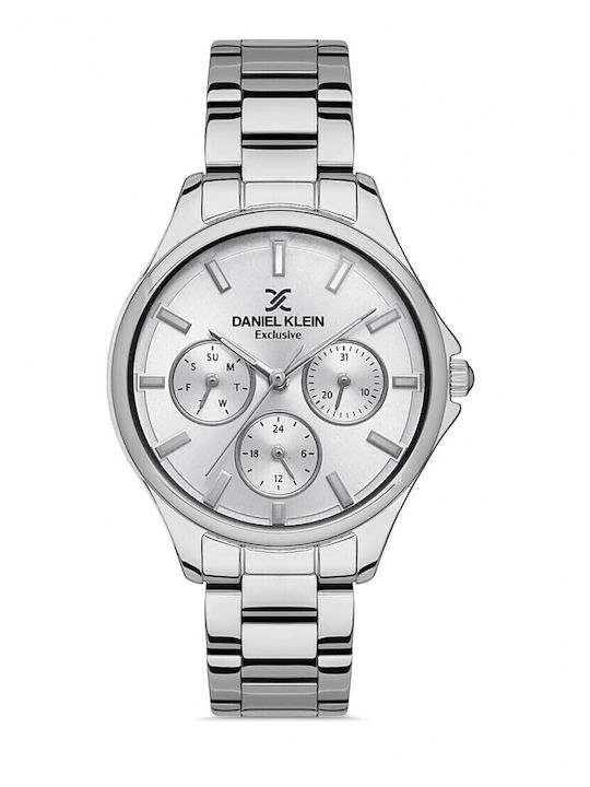 Daniel Klein Ανδρικό Ρολόι 36mm Μπαταρίας με Ασημί Μεταλλικό Μπρασελέ