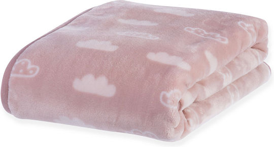 Nef-Nef Homeware Blanket Cot Clouds Velvet Pink Pink 100x140cm