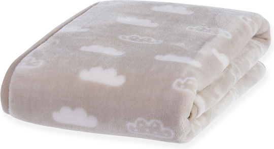 Nef-Nef Homeware Blanket Nursery Swaddling Blankets Clouds Velvet Beige Beige 75x100cm