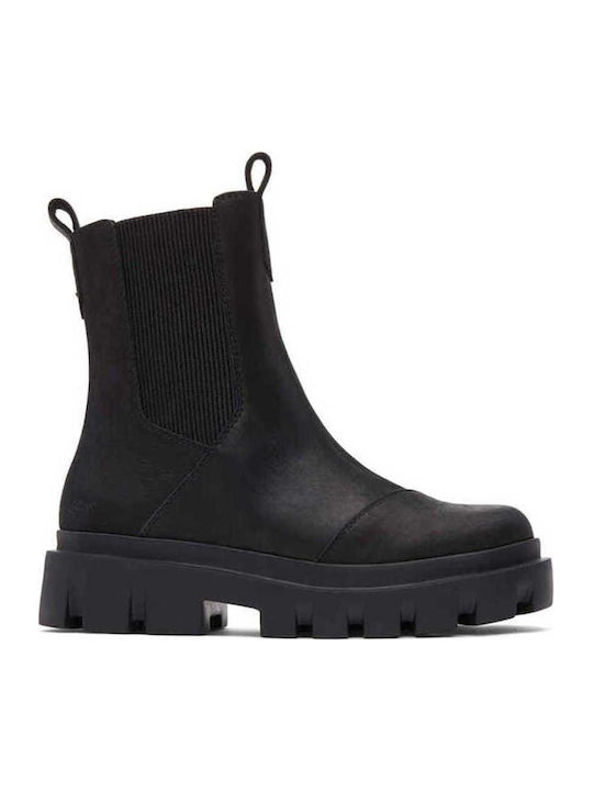 Toms Rowan Boot Δερμάτινα Γυναικεία Μποτάκια Μαύρα