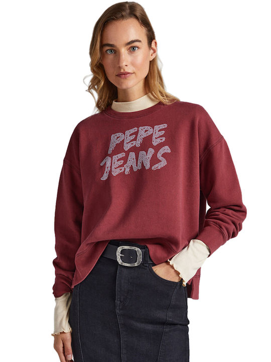 Pepe Jeans Γυναικείο Φούτερ Μπορντό