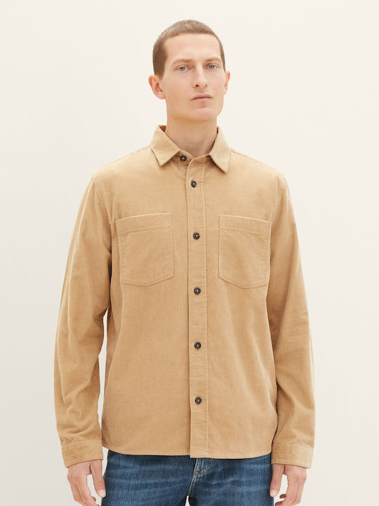 Μακρυμάνικo Κοτλέ Overshirt Μπεζ