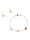 Polytimo Set mit Ohrringe & Armband aus Gold 9K