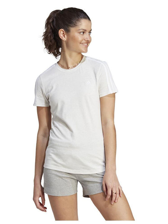 Adidas W 3-stripes Women's Athletic Blouse Short Sleeve White