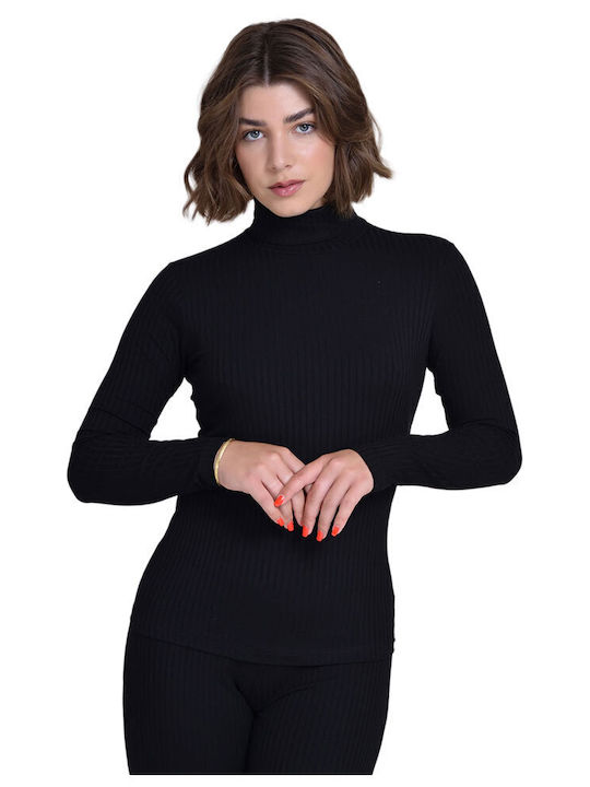 Women's Blouse Long Sleeve Turtleneck Black