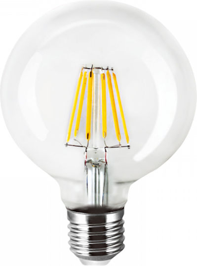 Λάμπα LED 6W 125mm για Ντουί E27 και Σχήμα G125 Θερμό Λευκό