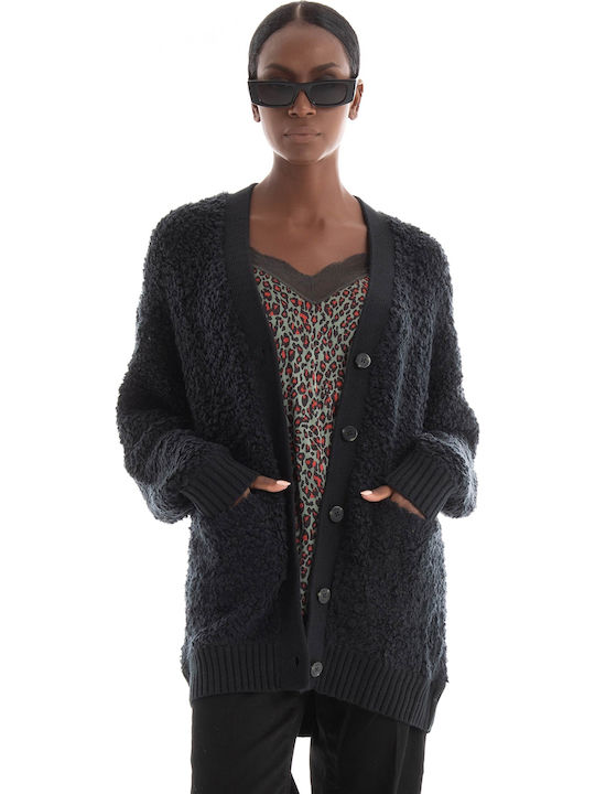 Cloud Fluff Cardigan Γυναικεία Πλεκτή Ζακέτα σε Μαύρο Χρώμα