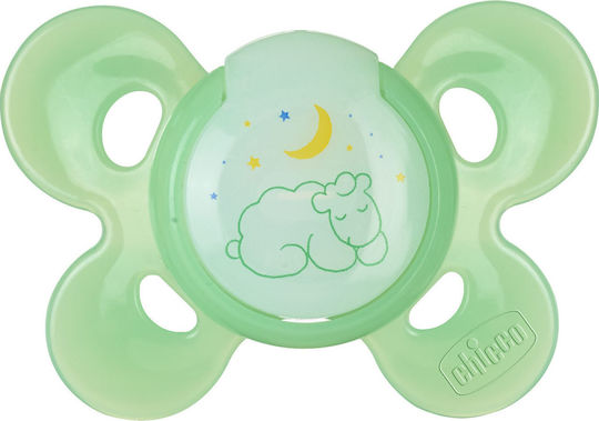 Chicco Physio Comfort Ортодонтски Биберон Силикон Нощна с Калъф Зелен за 4+ месеци