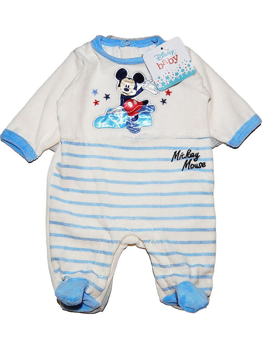 Disney Mickey Mouse Baby Bodysuit Long-Sleeved Velvet White
