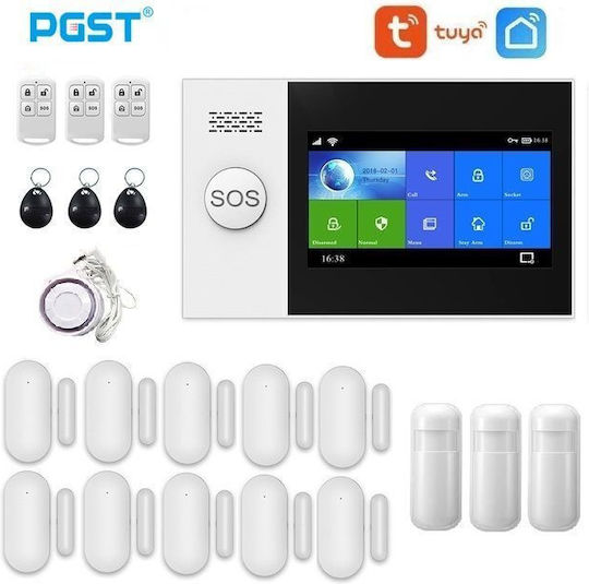 PGST H Wireless Alarm System with 3 Motion Detectors , 10 Door Sensors , Siren , 3 Remotes and 3 Tags (Wi-Fi)