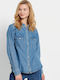 Funky Buddha Women's Denim Long Sleeve Shirt Blue