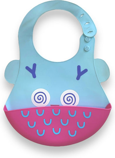 Baby Jem Waterproof Bib Silicone with Button Light Blue