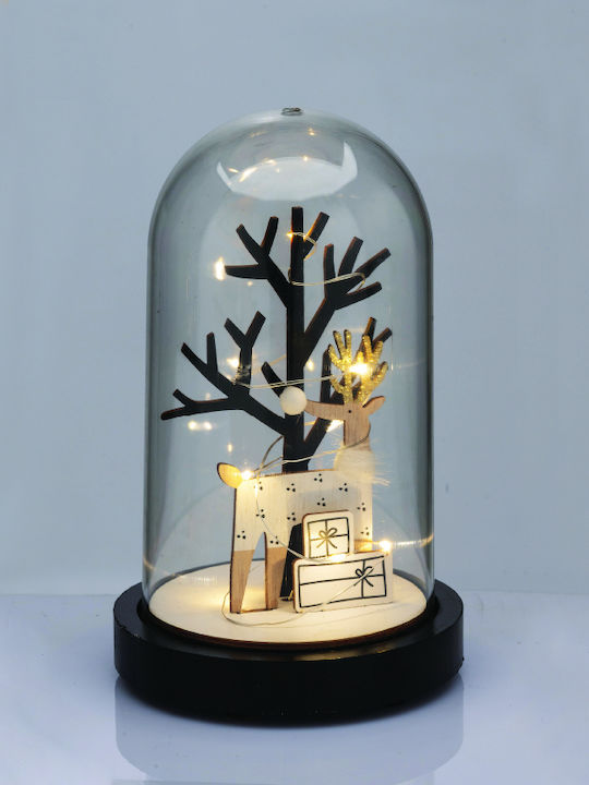 Crăciun Iluminată Ornamental Lampă facială cu Brazi Baterie 11x11x19cm 1buc