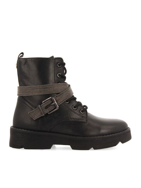Anatomical Leather Kids Boots with Zipper Black