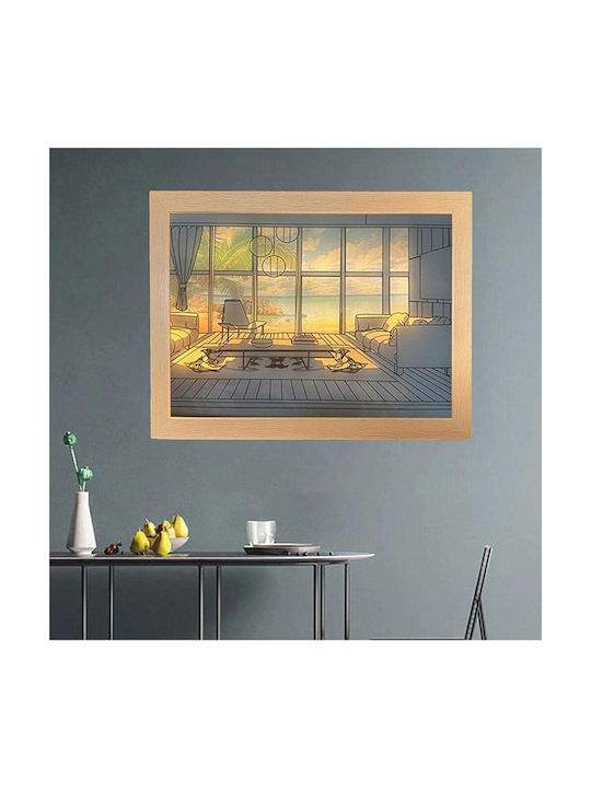 Πίνακας Ξύλινος με LED Φωτισμό 30.5x22.3cm