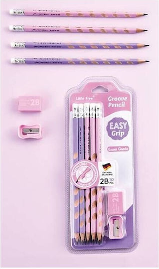 Mathv Kids Stationery Set with Pencil, Sharpener and Eraser Pink 10pcs