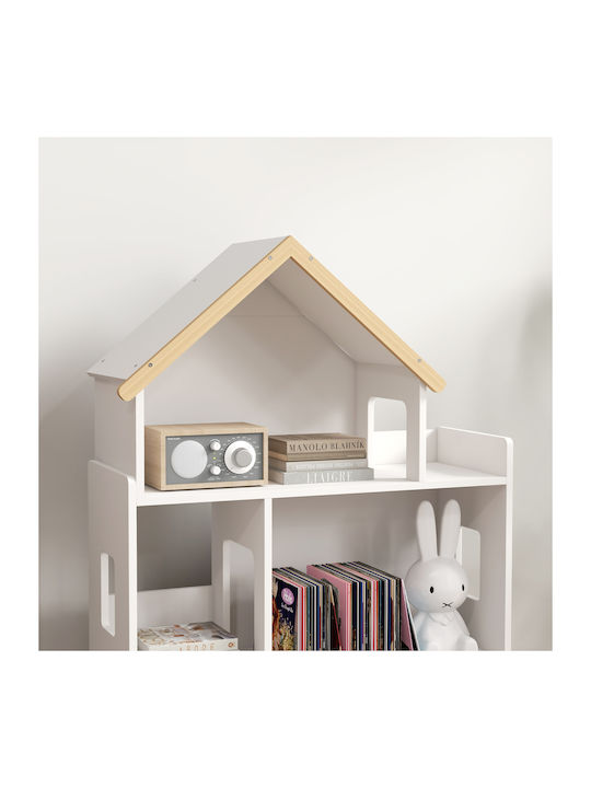 Kids Wooden Bookcase White 65x25x108.5cm